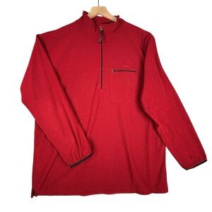 LL Bean Outdoors Mens XLT Tall Sweater Waffle Knit Red 1/4 Zip Pullover
